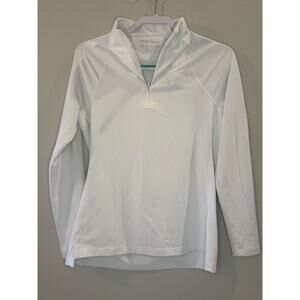 Peter Millar Women's White 1/4 Zip Pullover with Wing Stop Logo Sz M UPF 50+